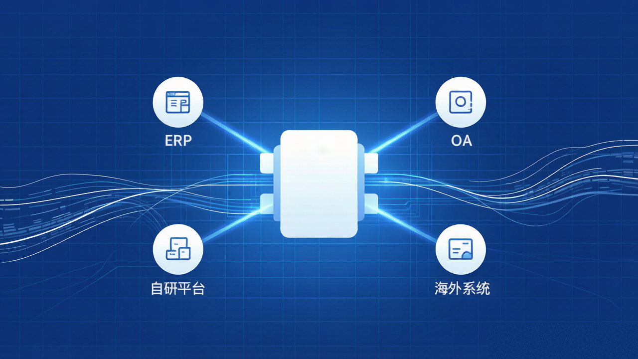 企业级独立AI审核引擎向异构外部系统输出标准化智能审核能力概念图